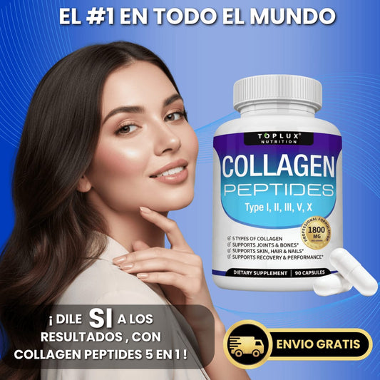 COLLAGENO PILDORA TOPPLUX PREMIUM 90 CAPSULAS 5 tipos de colágeno (I, II, III, V y X) - GNR