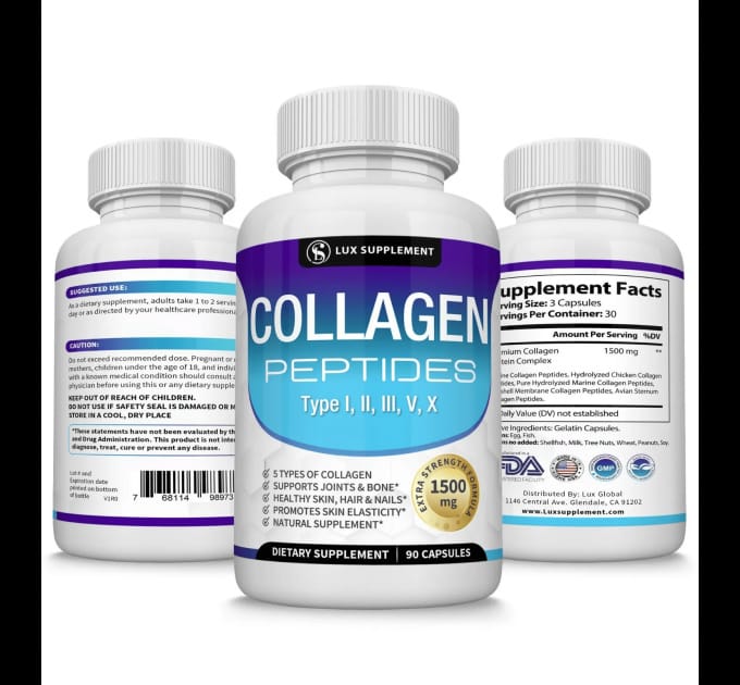 COLLAGENO PILDORA TOPPLUX PREMIUM 90 CAPSULAS 5 tipos de colágeno (I, II, III, V y X) - GNR