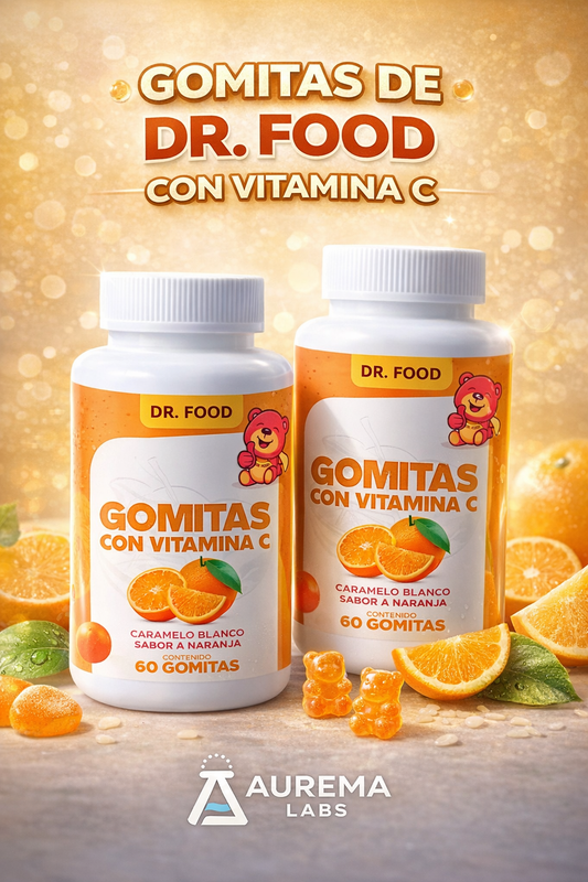 🍊Gomitas Dr. Food con Vitamina C – Sabor Naranja (60 Gomitas)