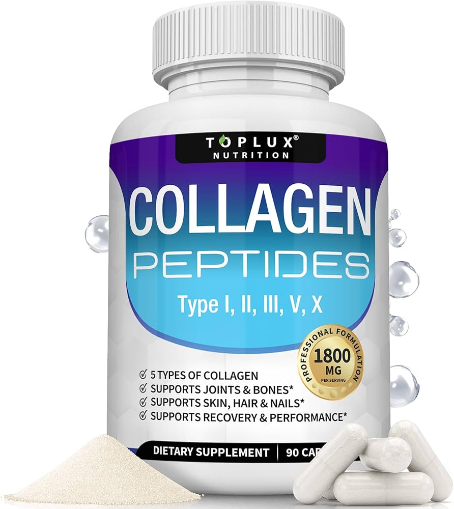 COLLAGENO PILDORA TOPPLUX PREMIUM 90 CAPSULAS 5 tipos de colágeno (I, II, III, V y X)  - GNR